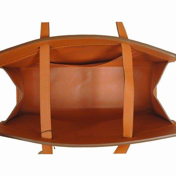Best Hermes Large Leather H Handbag Orange 6058